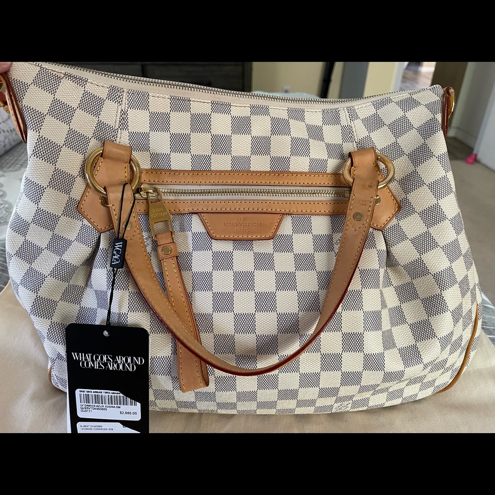Beautiful Authentic LV Damier Azur Evora GM Handbag